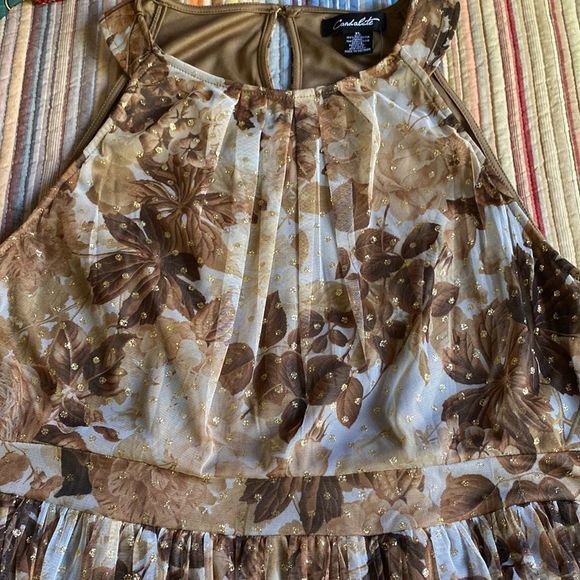 Candalite Gold Brown Tan Maxi Dress XL - Picture 2 of 9